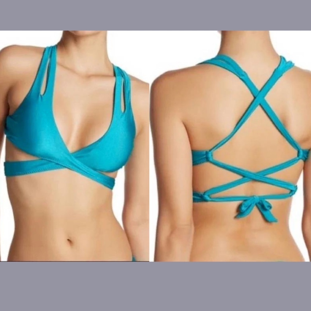 NWT Becca Shimmer Wrap Bikini Top In‎ Arcadia [ SZ Large ]